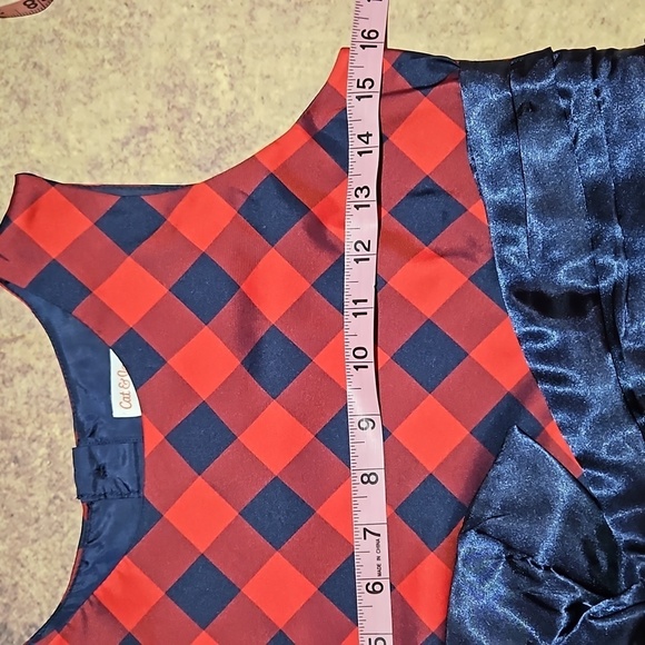 Cat & Jack | Red and Blue Checked Taffeta and Tulle Sleeveless Dress - Picture 5 of 9